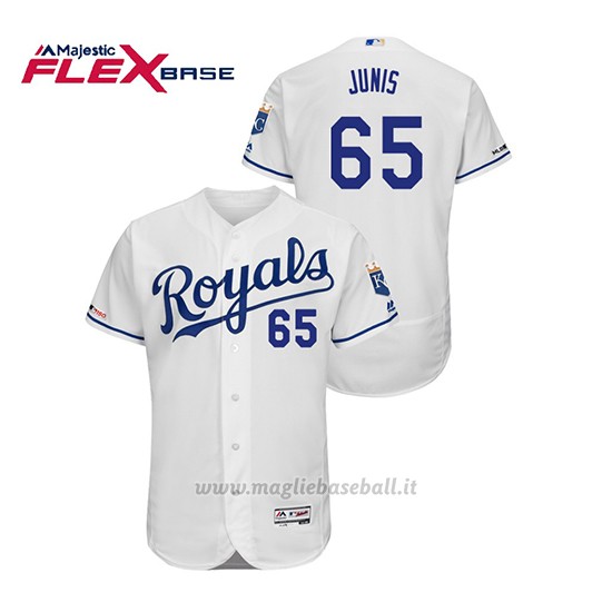Maglia Baseball Uomo Kansas City Royals Jakob Junis 150th Aniversario Patch Flex Base Bianco